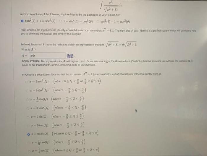 Solved A First Select One Of The Following Trig Chegg