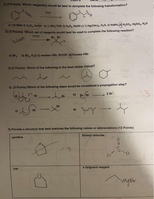 Solved Points Which Reagent S Would Bo Best To Chegg