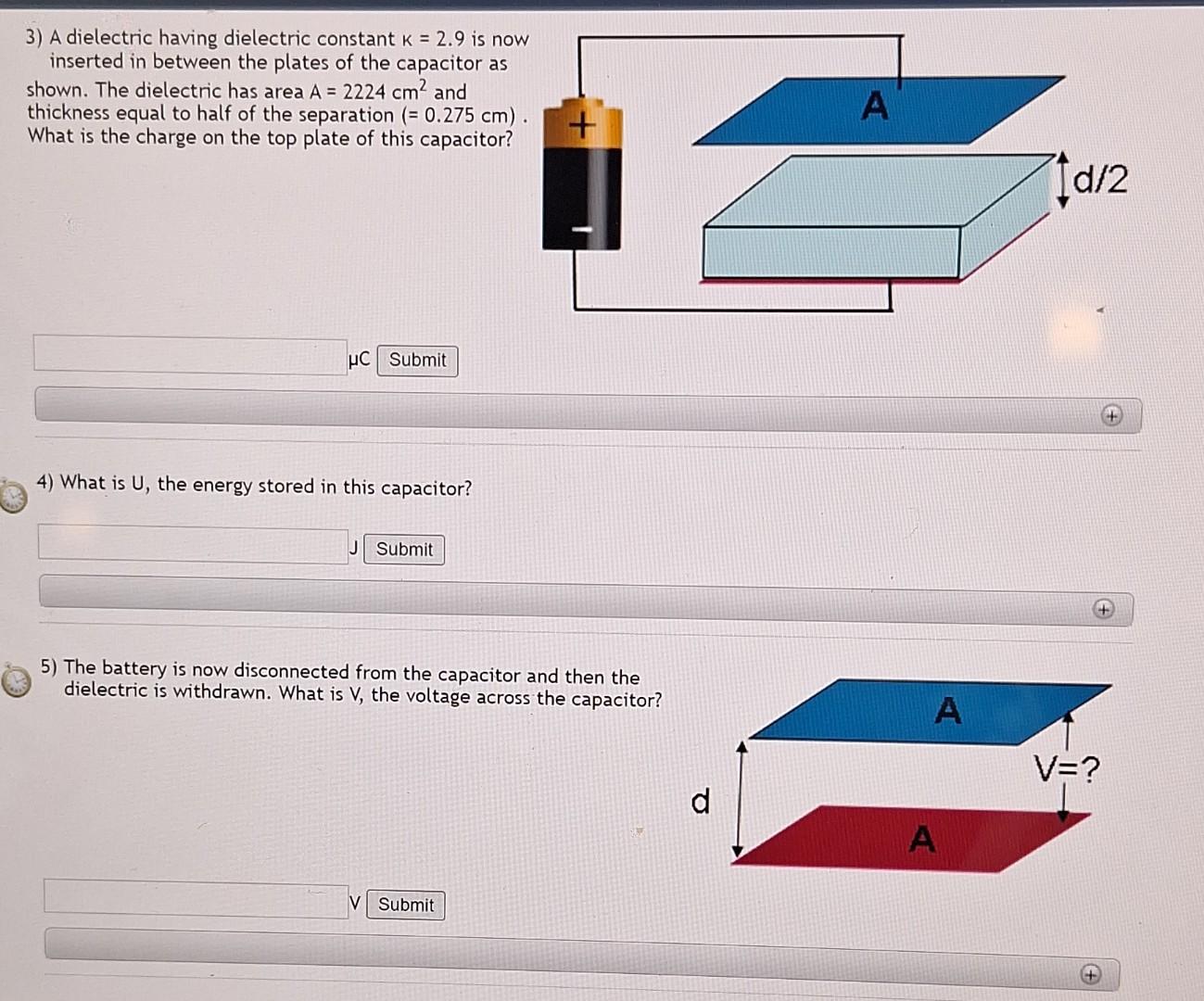 Solved Two Parallel Plates Each Having Area A 2224 Cm2 Are Chegg