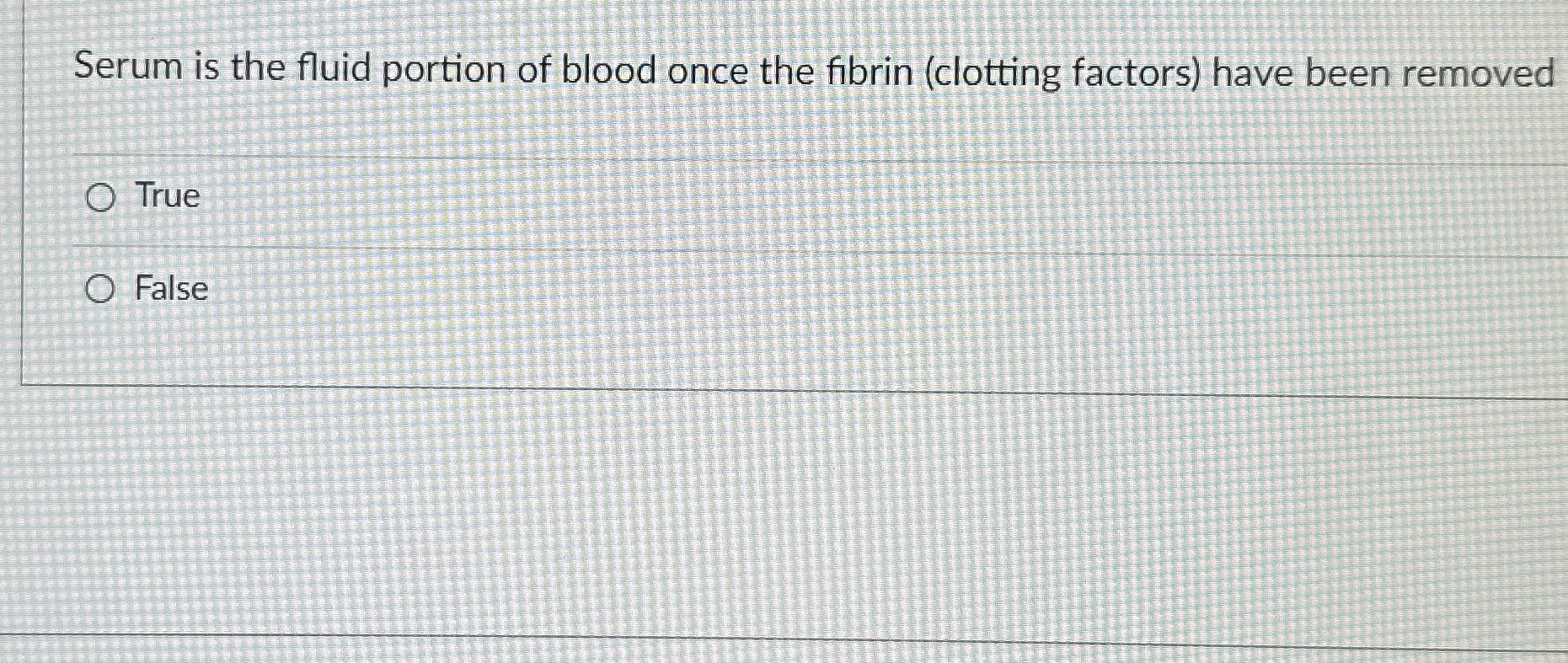 Solved Serum Is The Fluid Portion Of Blood Once The Fibrin Chegg