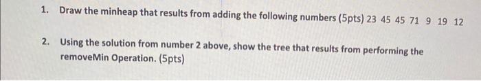 Solved 1 Draw The Minheap That Results From Adding The Chegg