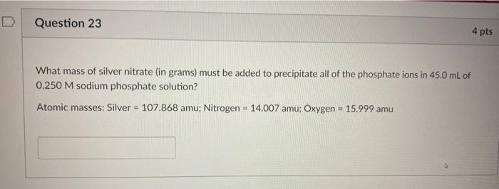 Solved What Mass Of Silver Nitrate In Grams Must Be Added Chegg