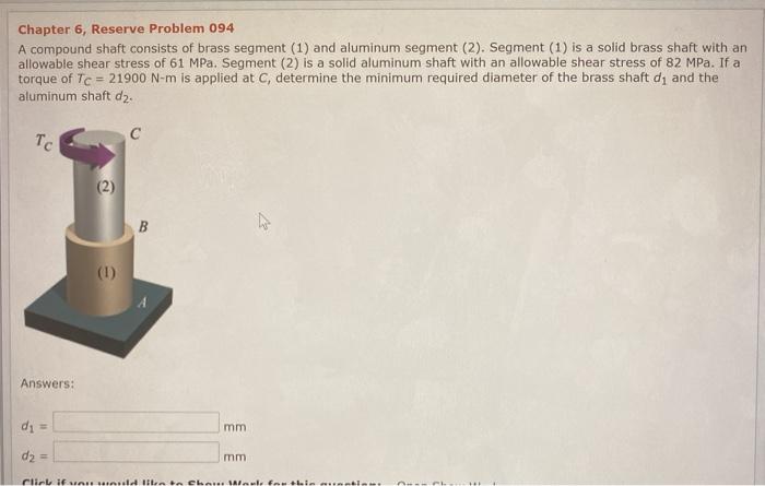 Solved Chapter Reserve Problem A Compound Shaft Chegg