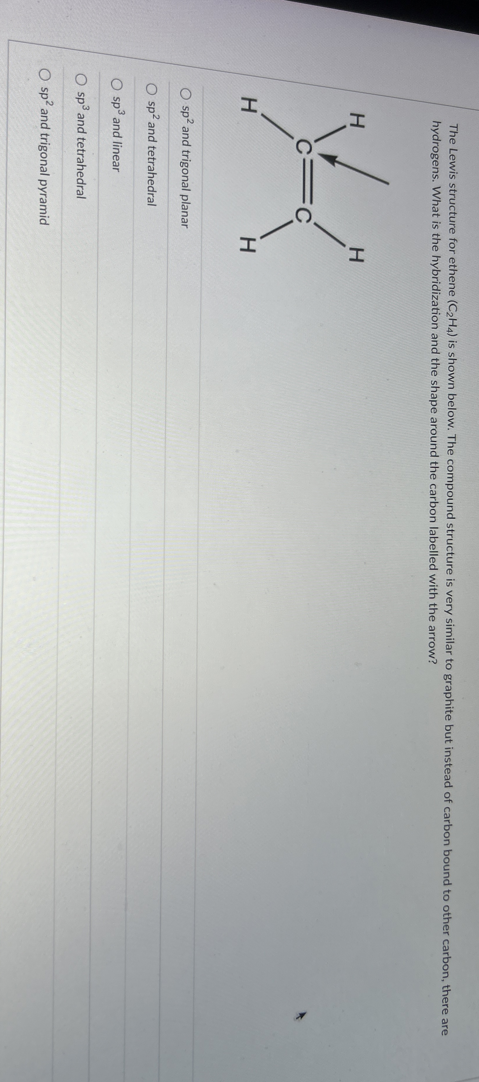 Solved The Lewis Structure For Ethene C H Is Shown Chegg