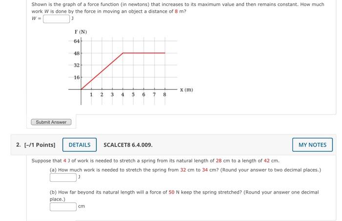 Solved Shown Is The Graph Of A Force Function In Newtons Chegg