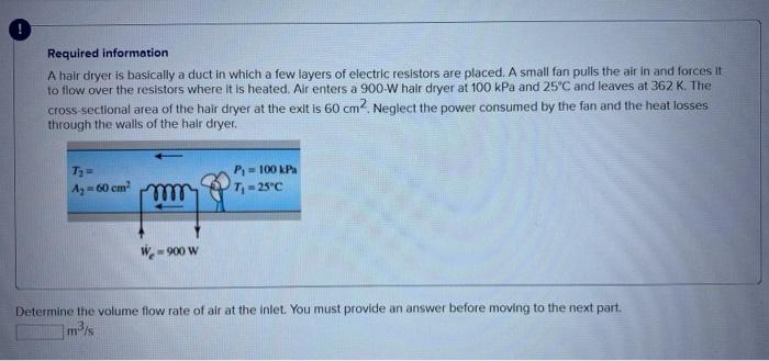 Solved Required Information A Hair Dryer Is Basically A Duct Chegg