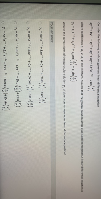 Solved Consider The Following Nonhomogeneous Linear Chegg