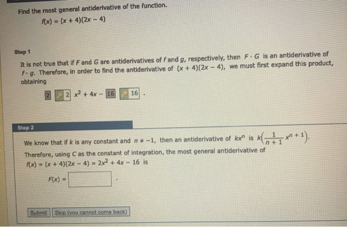 Solved Find The Most General Antiderivative Of The Function Chegg