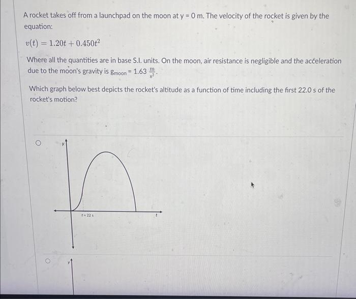 Solved A Rocket Takes Off From A Launchpad On The Moon At Chegg
