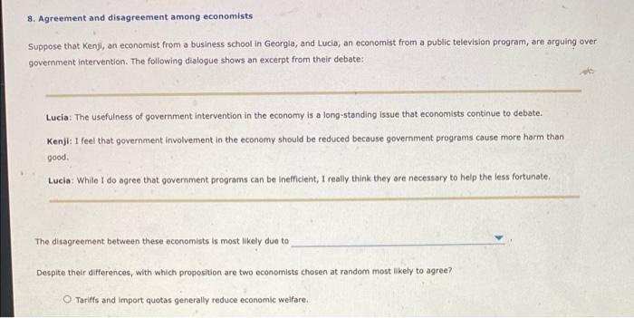 Solved Agreement And Disagreement Among Economists Chegg