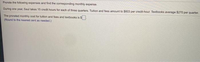 Solved Prorate The Following Expenses And Find The Chegg