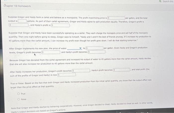 Solved Breakdown Of A Cartel Agreement Consider A Town In Chegg