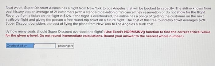 Solved Next Week Super Discount Airlines Has A Flight From Chegg