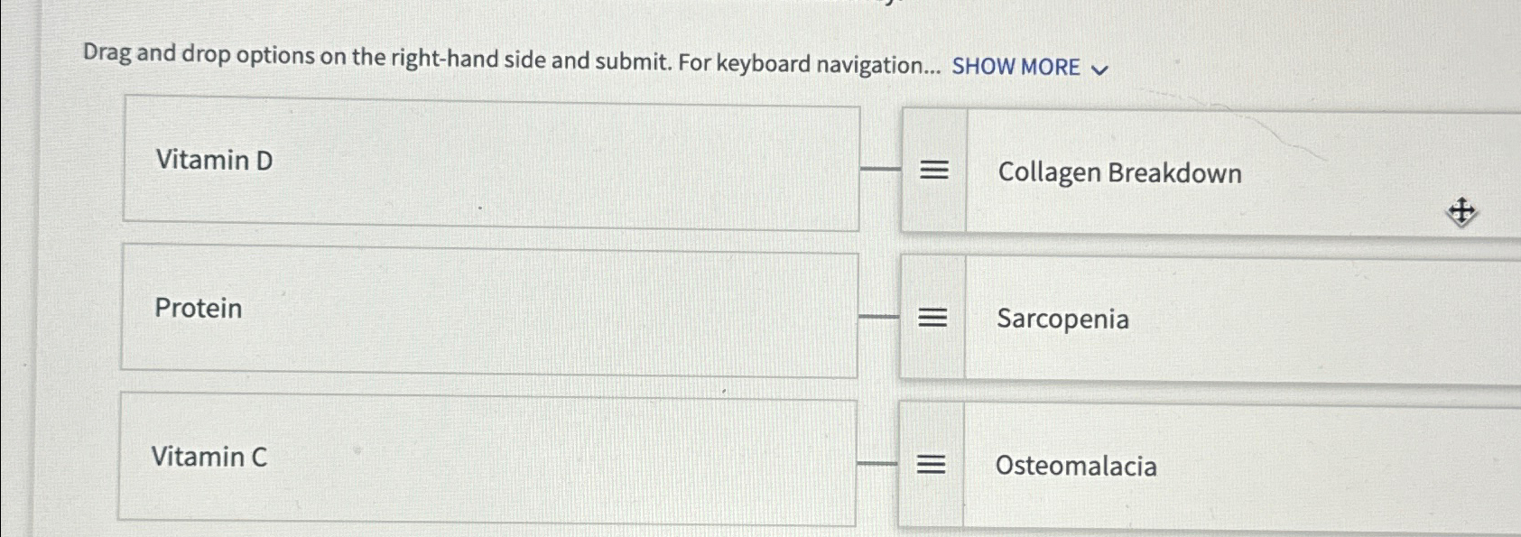 Solved Drag And Drop Options On The Right Hand Side And Chegg