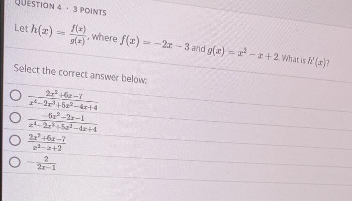 Solved Let H X G X F X Where F X 2x3 And G X X2x 2 Chegg