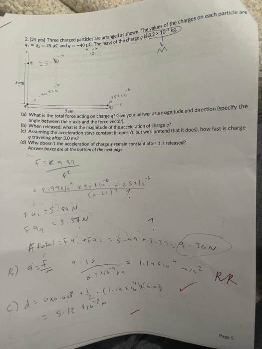 Solved Pts Three Charged Particles Are Arranged As Chegg