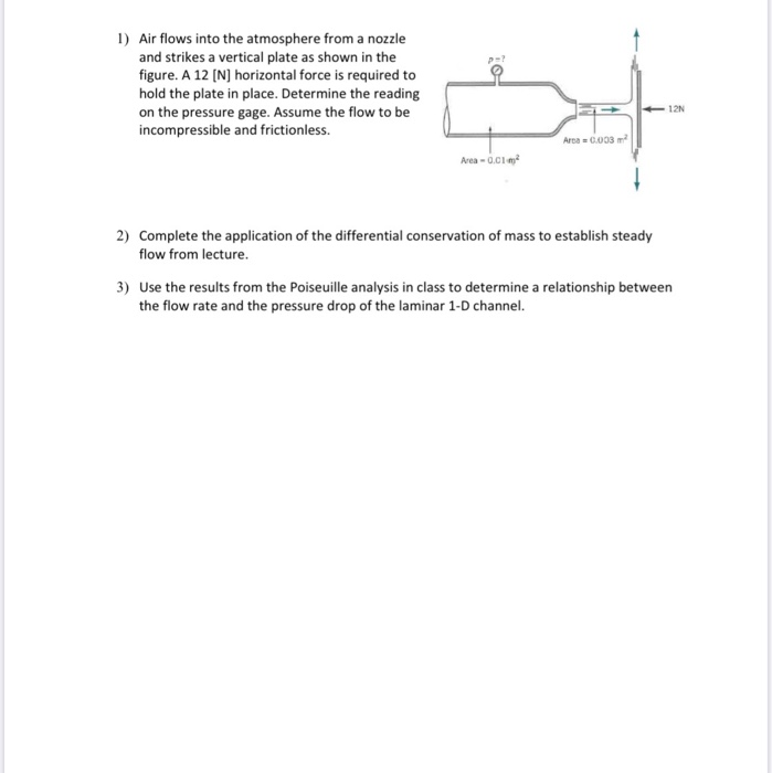 Solved 1 Air Flows Into The Atmosphere From A Nozzle And Chegg