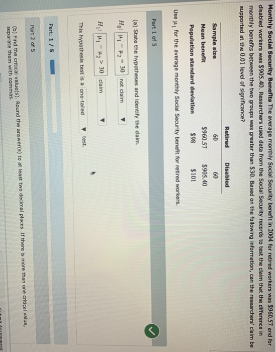 Solved Monthly Social Security Benefits The Average Monthly Chegg