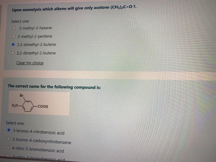 Solved Upon Ozonolysis Which Alkene Will Give Only Acetone Chegg