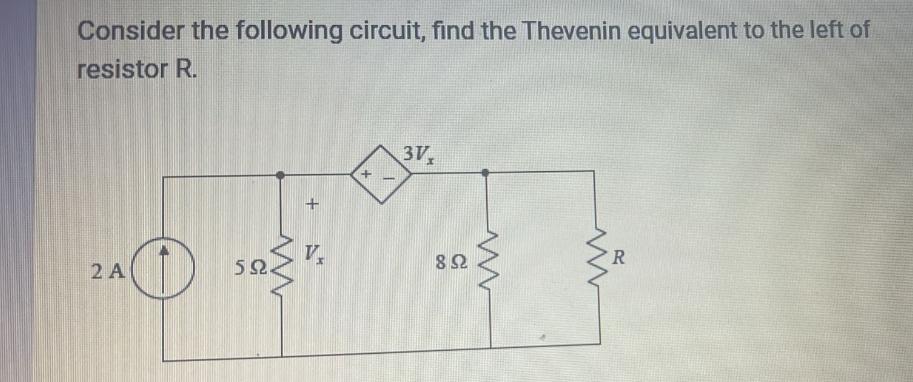 Solved Consider The Following Circuit Find The Thevenin Chegg