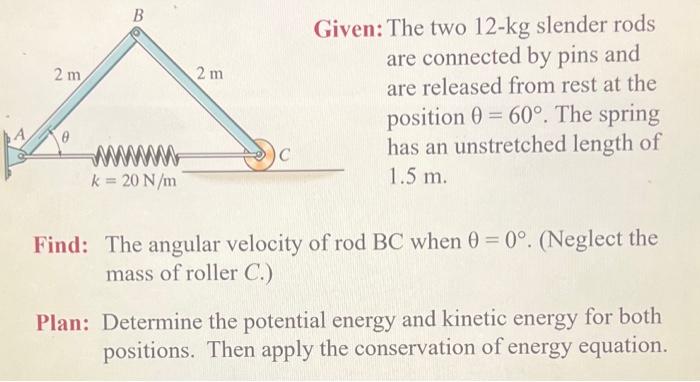 Solved Ven The Two Kg Slender Rods Are Connected By Pins Chegg