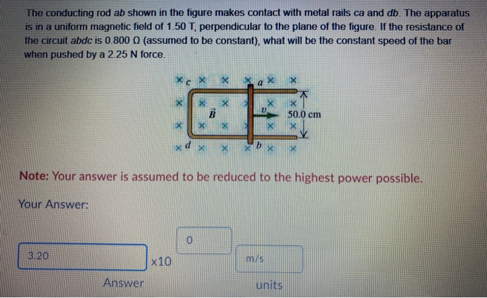 Solved The Conducting Rod Ab Shown In The Figure Makes Chegg