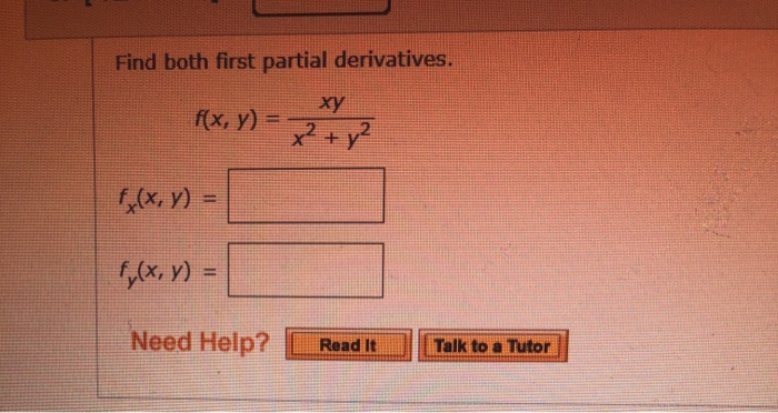 Solved Find Both First Partial Derivatives F X Y X Chegg