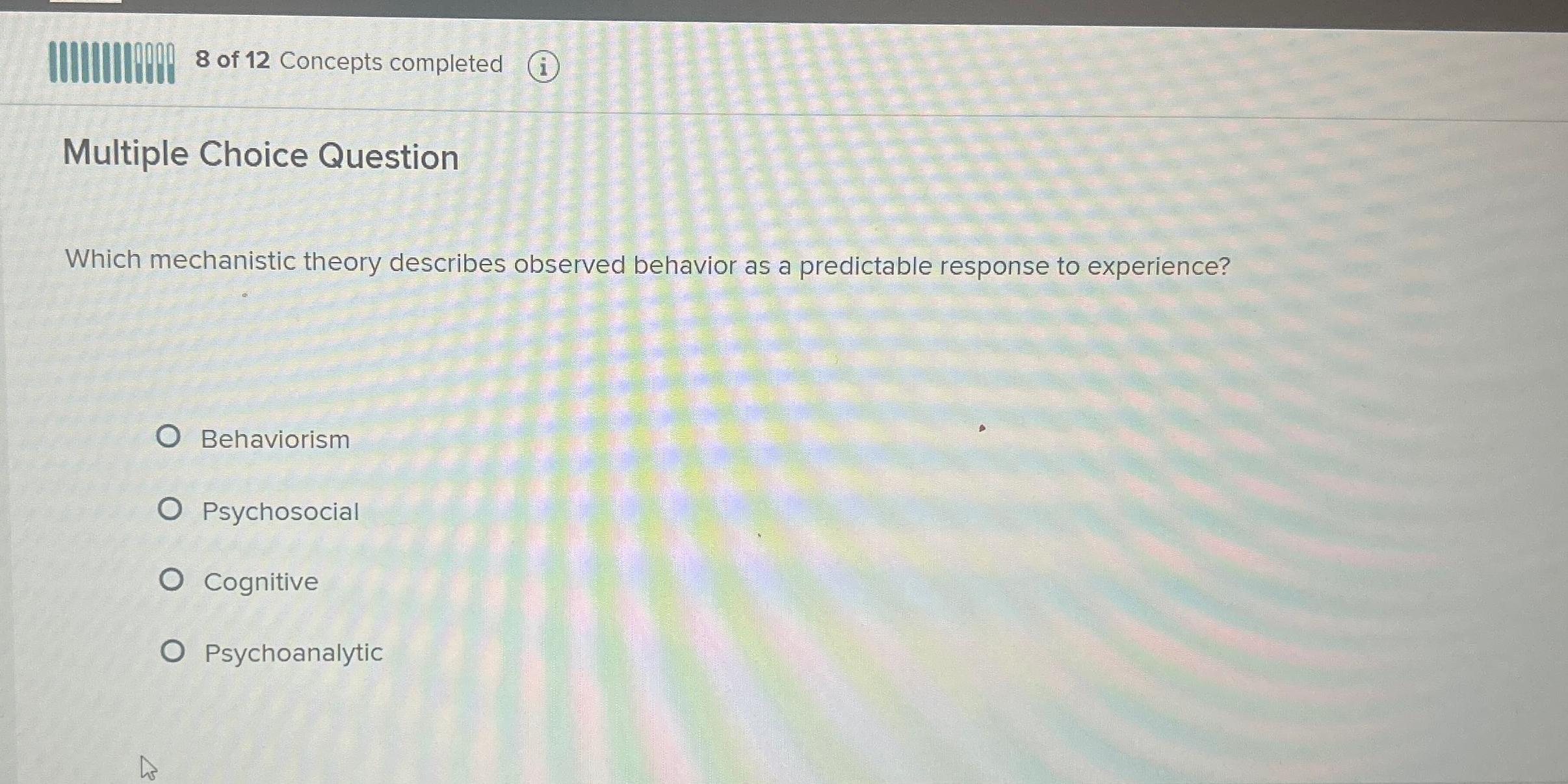 Solved Of Concepts Completed I Multiple Choice Chegg