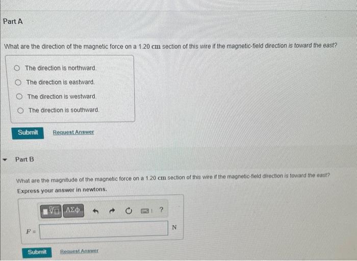 Solved A Straight Vertical Wire Carries A Current Of A Chegg