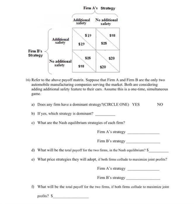 Solved Refer To The Above Payoff Matrix Suppose Tha