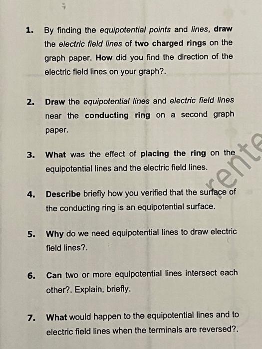 Solved 1 By Finding The Equipotential Points And Lines Chegg