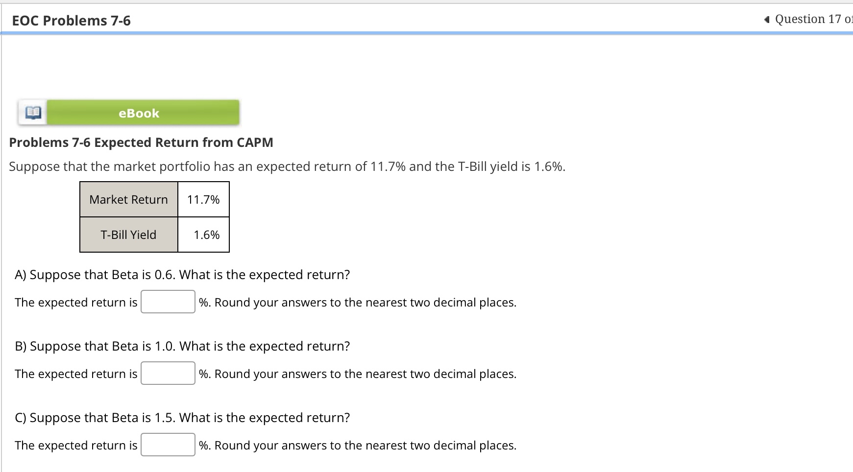 Solved EOC Problems 7 6Question 17 OProblems 7 6 Expected Chegg