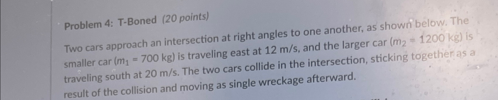 Solved Problem T Boned Points Two Cars Approach An Chegg