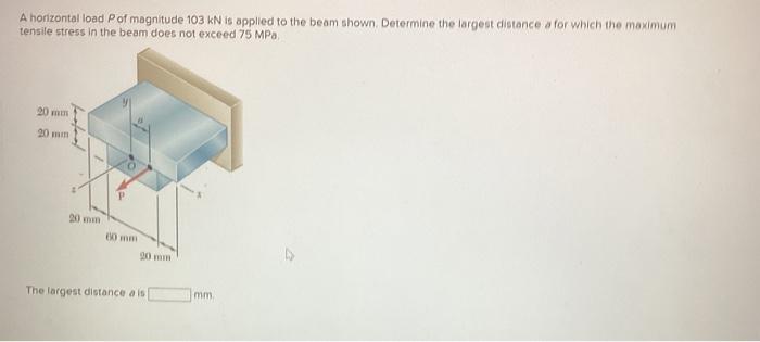 Solved A Horizontal Load P Of Magnitude 103kN Is Applied To Chegg