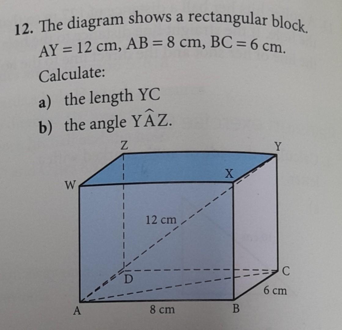 Solved 12 The Diagram Shows A Rectangular Block AY 12 Chegg