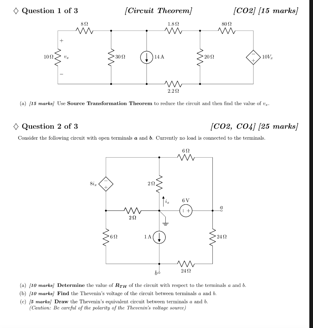 Solved Consider The Following Circuit With Open Terminals A Chegg