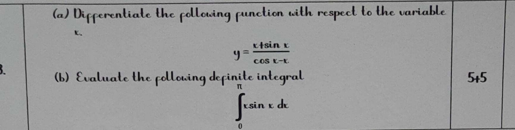 Solved A Differentiate The Pollowing Punction With Respect Chegg