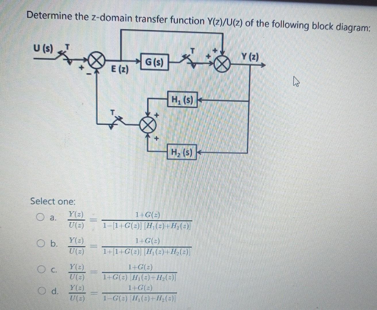 Solved Determine The Z Domain Transfer Function Y Z U Z Of Chegg