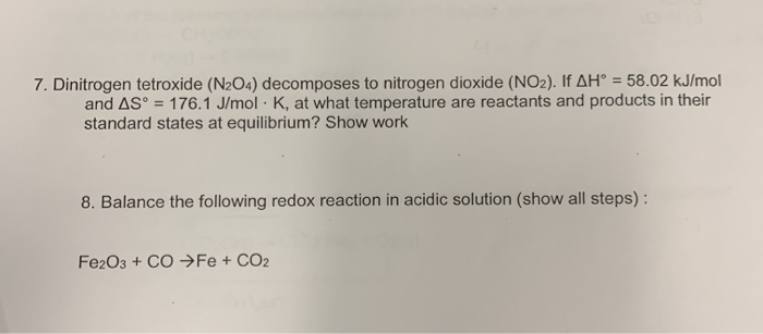 Solved Dinitrogen Tetroxide N Decomposes To Nitrogen Chegg