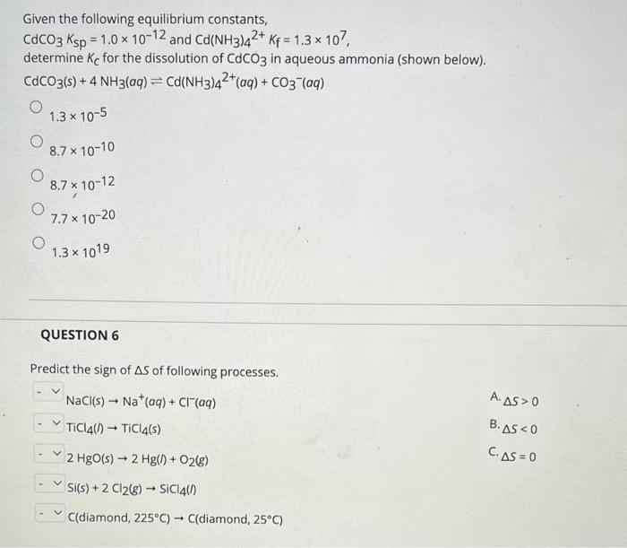 Solved Given The Following Equilibrium Constants Cdco Chegg