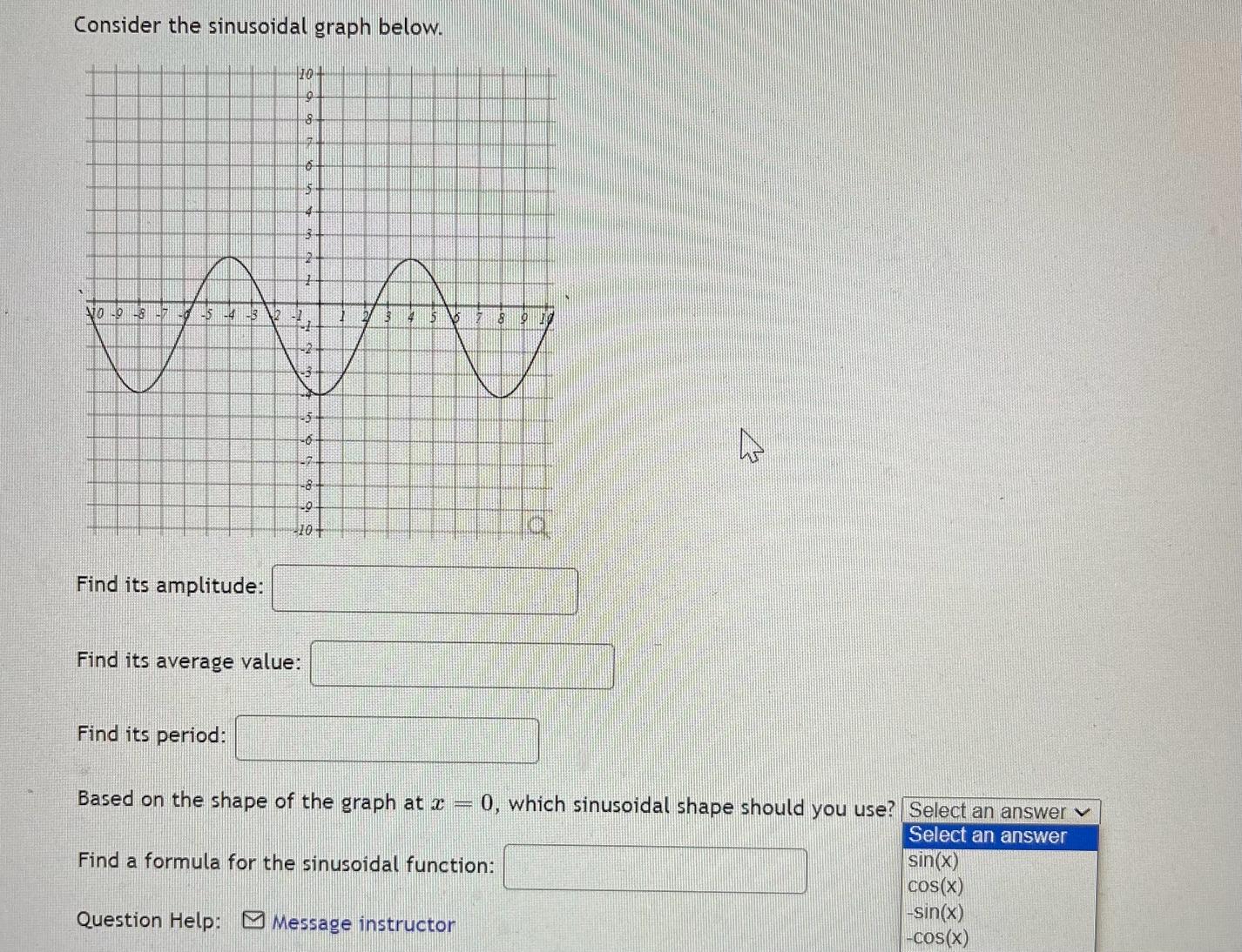 Solved Consider The Sinusoidal Graph Below Find Its Chegg