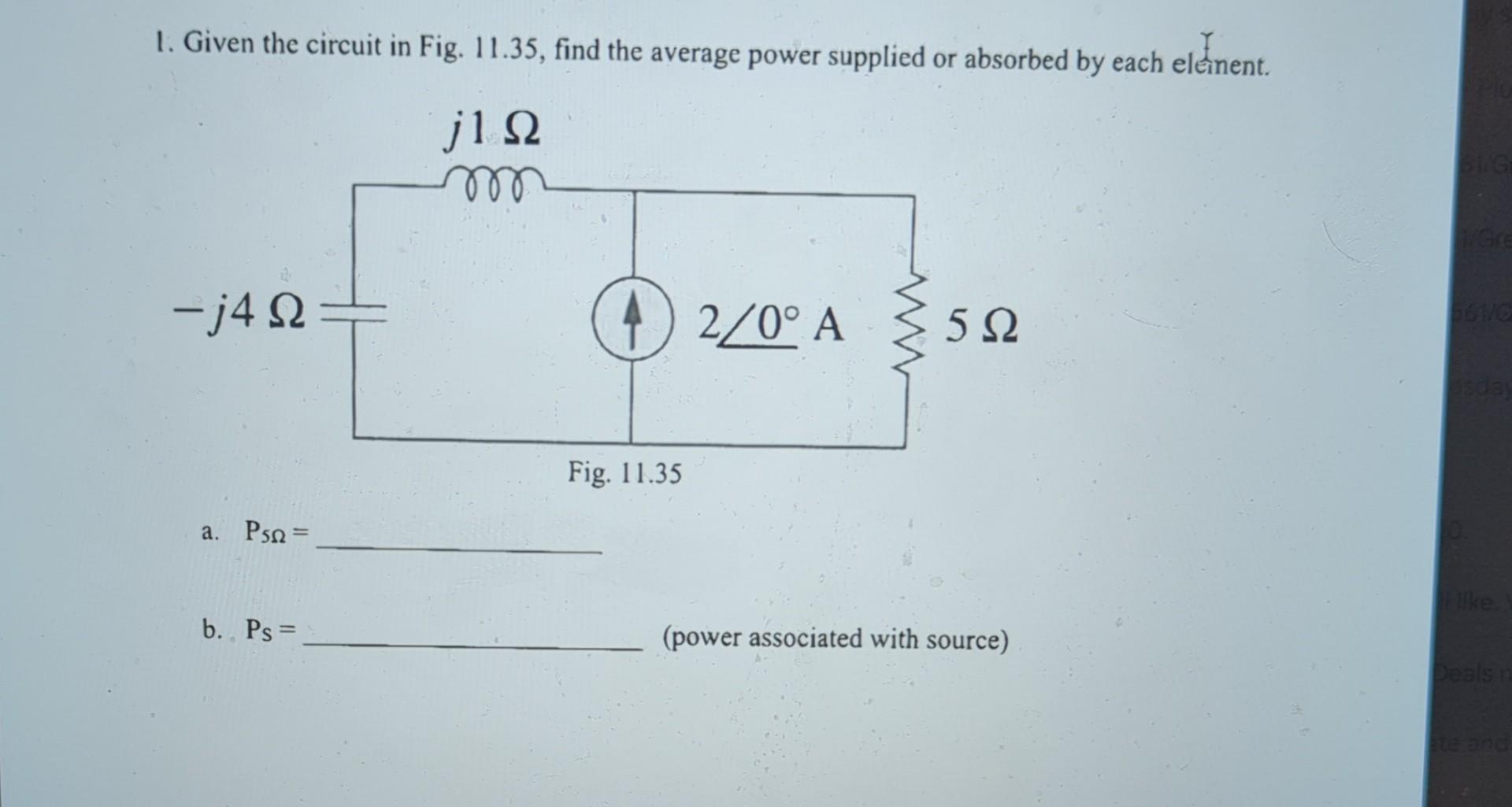 Solved 1 Given The Circuit In Fig 11 35 Find The Average Chegg