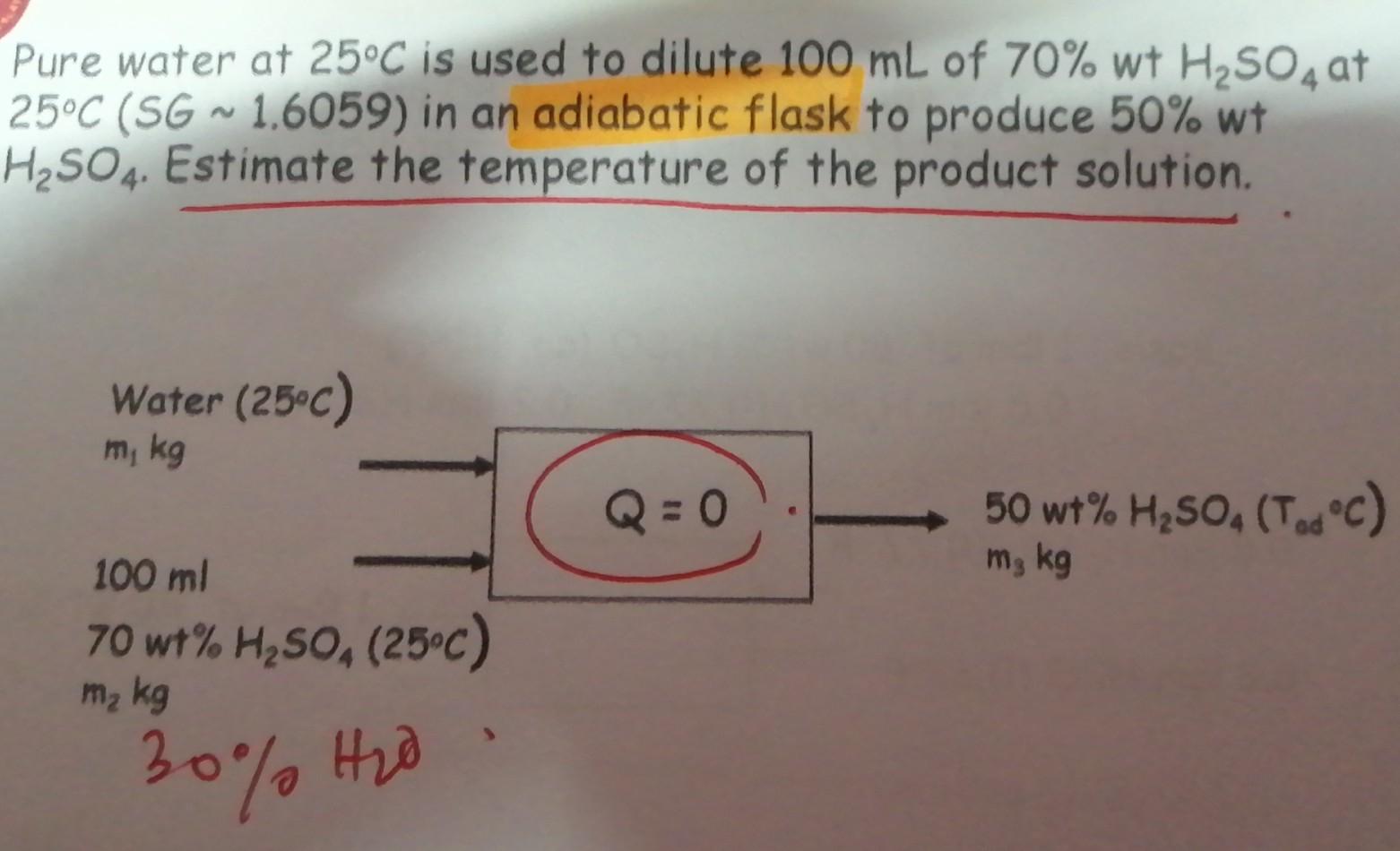 Solved Pure Water At 25C Is Used To Dilute 100 ML Of 70 Wt Chegg