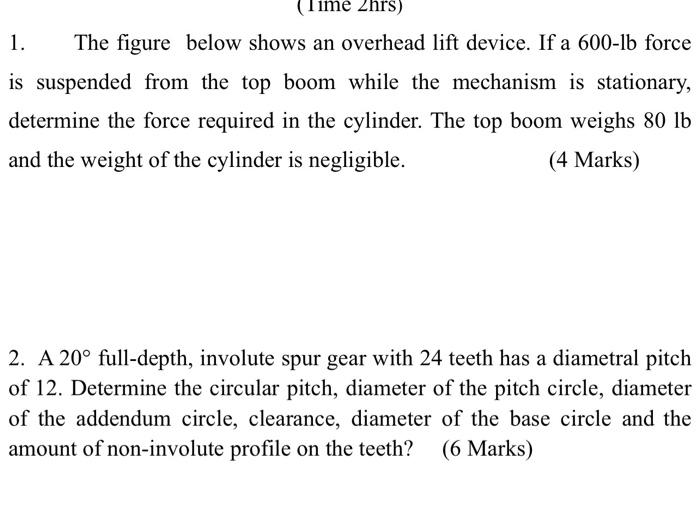 Solved The Figure Below Shows An Overhead Lift Device If Chegg