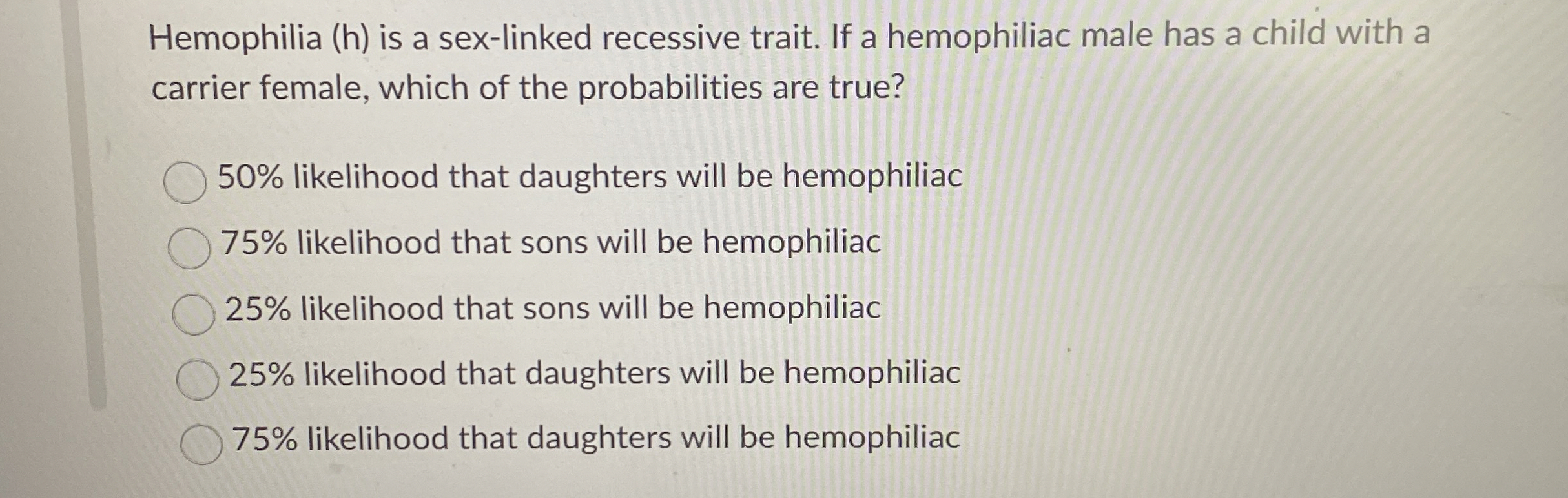 Solved Hemophilia H Is A Sex Linked Recessive Trait If A Chegg