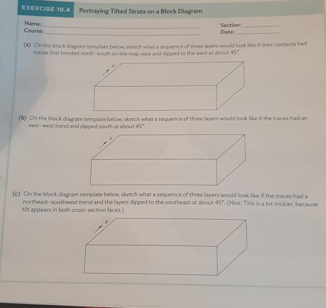 Solved Exercise Portraying Tilted Strata On A Block Chegg