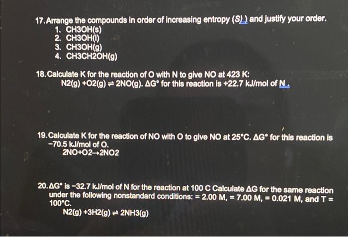 Solved 17 Arrange The Compounds In Order Of Increasing Chegg