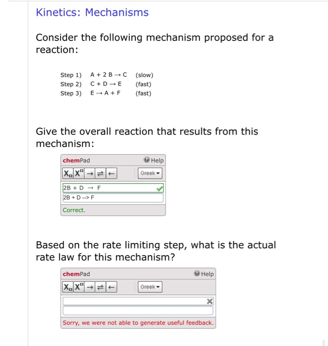 Solved Kinetics Mechanisms Consider The Following Mechanism Chegg