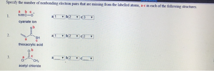 Solved Ererences Specify The Number Of Nonbonding Electron Chegg