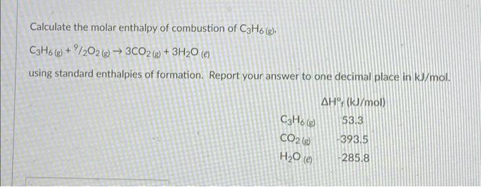 Solved Calculate The Molar Enthalpy Of Combustion Of C H Chegg